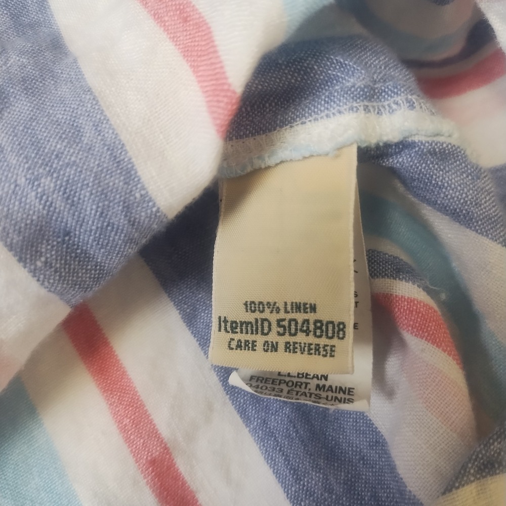 LL Bean Linen Tunic Top Women's L Striped Coastal Beachy Nautical - Picture 6 of 9